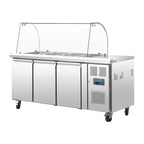 Saladette GN 3 portes Polar série U avec vitrine de protection