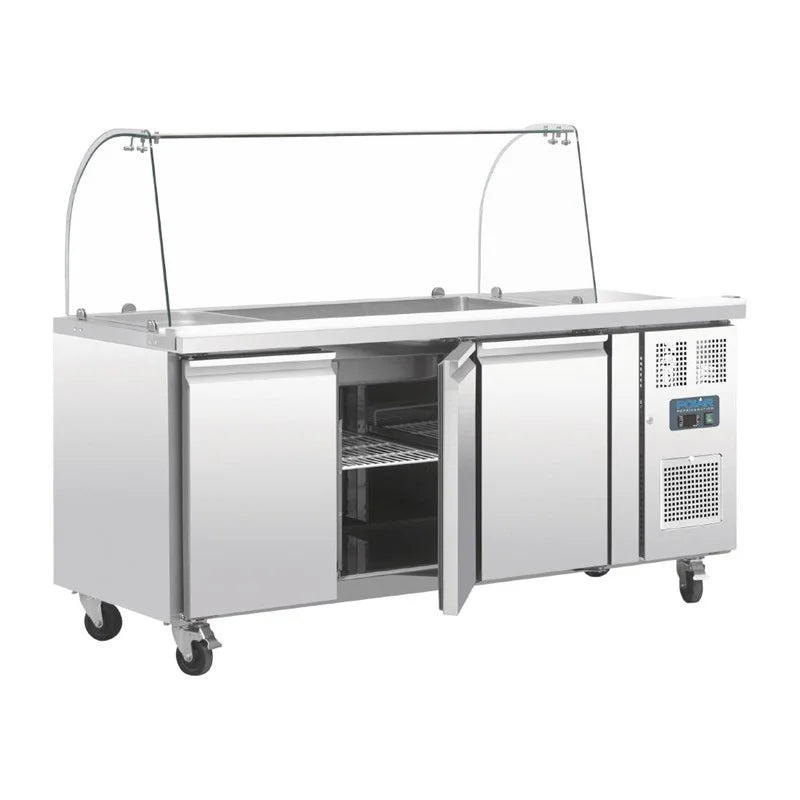 Saladette GN 3 portes Polar série U avec vitrine de protection