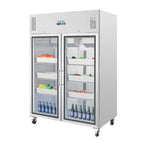 Armoire réfrigérée professionnelle Polar série G 2 portes 1200 litres avec portes vitrées