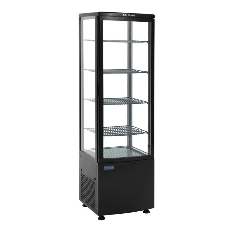 Vitrine réfrigérée sur pied Polar Série C 235 Litres avec porte courbée, noire