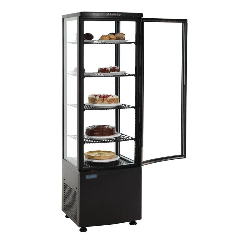 Vitrine réfrigérée sur pied Polar Série C 235 Litres avec porte courbée, noire