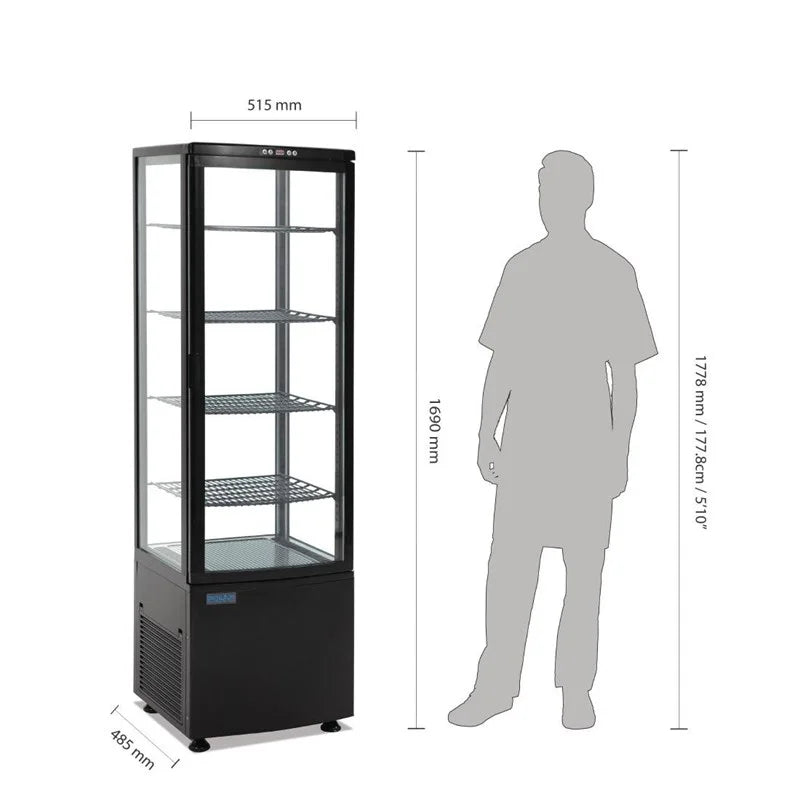 Vitrine réfrigérée sur pied Polar Série C 235 Litres avec porte courbée, noire