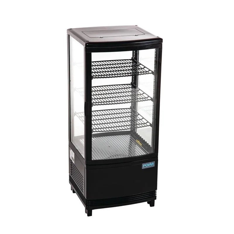 Vitrine réfrigérée de comptoir Polar Série C 86 Litres avec porte incurvée, noire