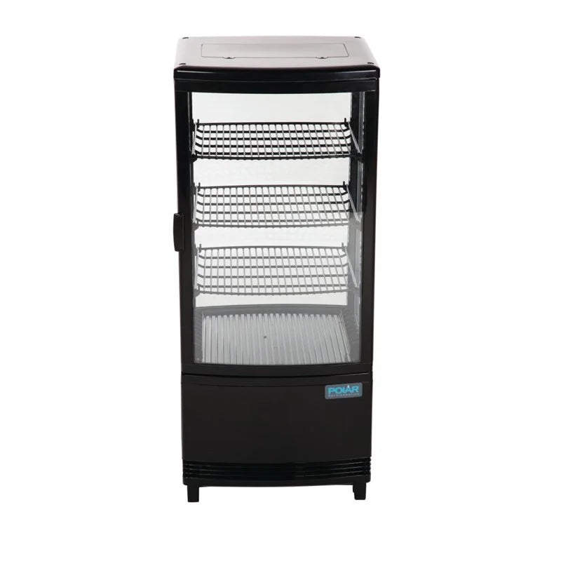 Vitrine réfrigérée de comptoir Polar Série C 86 Litres avec porte incurvée, noire