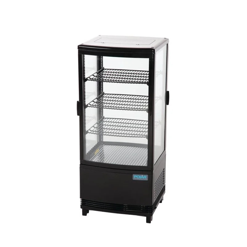 Vitrine réfrigérée de comptoir Polar Série C 86 Litres avec porte incurvée, noire