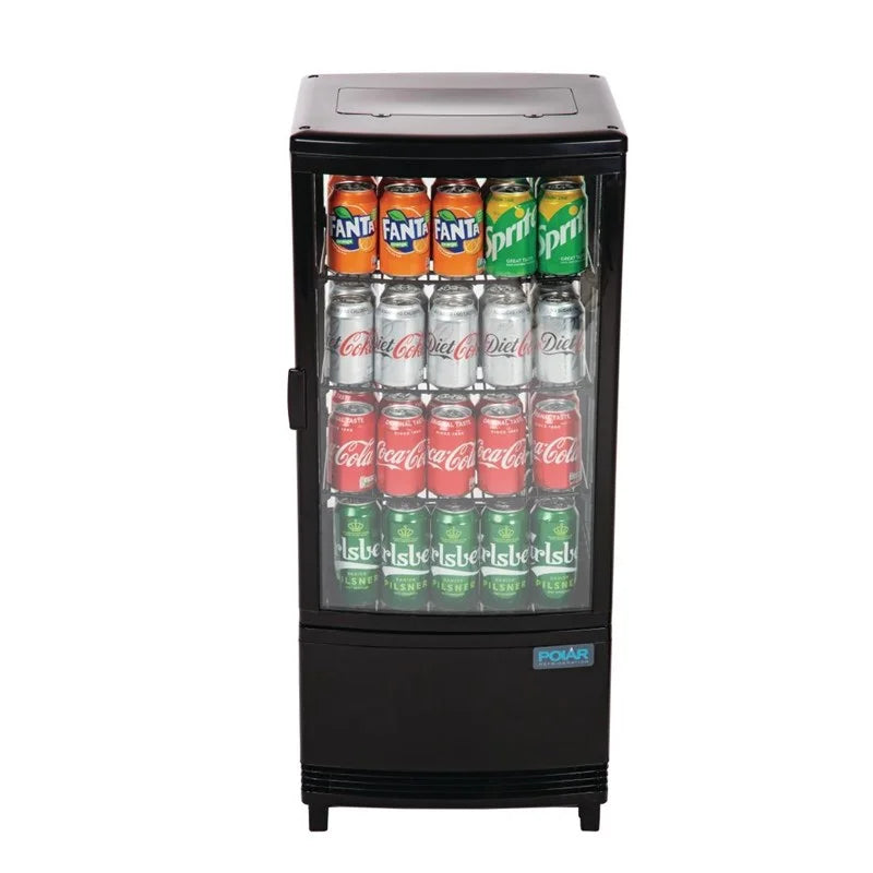 Vitrine réfrigérée de comptoir Polar Série C 86 Litres avec porte incurvée, noire