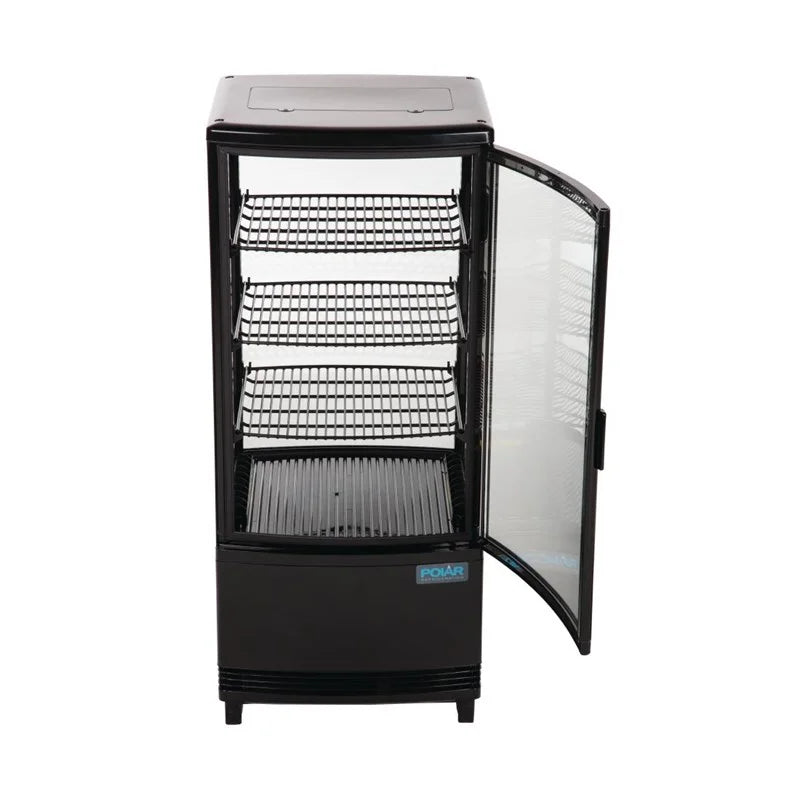 Vitrine réfrigérée de comptoir Polar Série C 86 Litres avec porte incurvée, noire