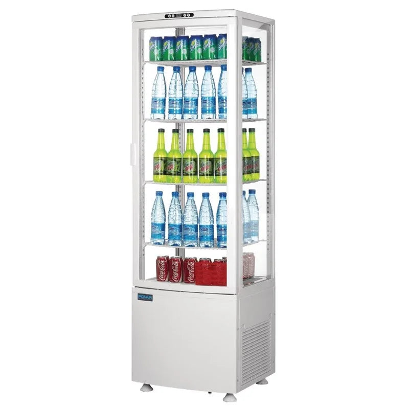 Vitrine réfrigérée sur pied Polar série C 235 litres avec porte incurvée, blanche