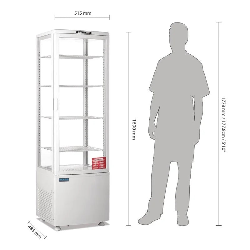 Vitrine réfrigérée sur pied Polar série C 235 litres avec porte incurvée, blanche
