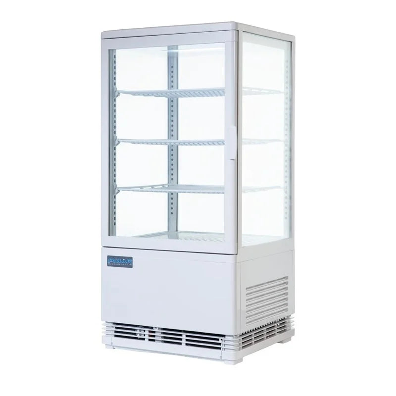 Vitrine réfrigérée de comptoir Polar Série C 86 Litres avec porte bombée, blanche