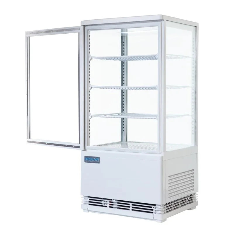 Vitrine réfrigérée de comptoir Polar Série C 86 Litres avec porte bombée, blanche