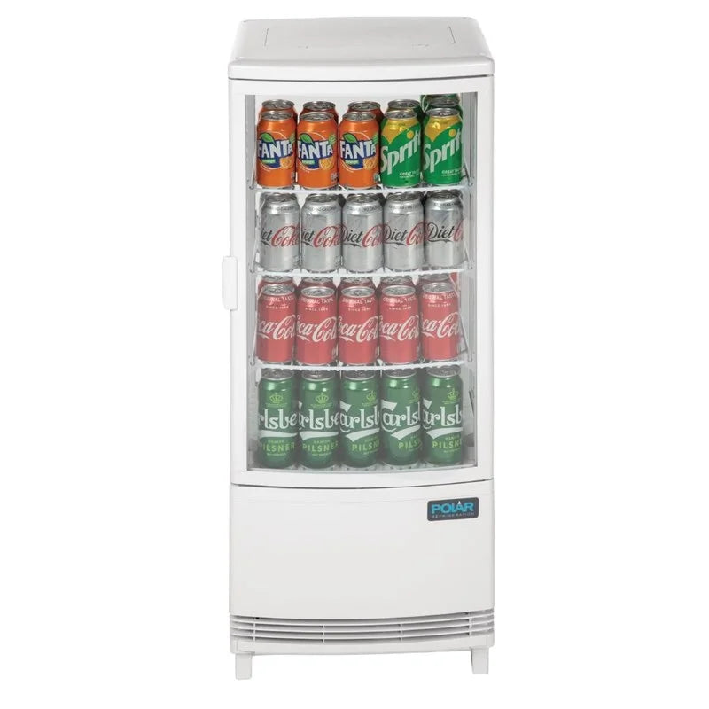 Vitrine réfrigérée de comptoir Polar Série C 86 Litres avec porte bombée, blanche