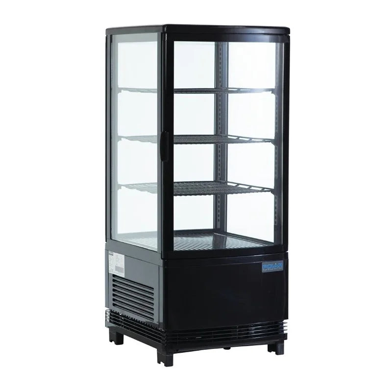 Vitrine réfrigérée de comptoir Polar Série C 68 Litres avec porte incurvée, noire