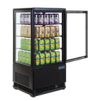 Vitrine réfrigérée de comptoir Polar Série C 68 Litres avec porte incurvée, noire