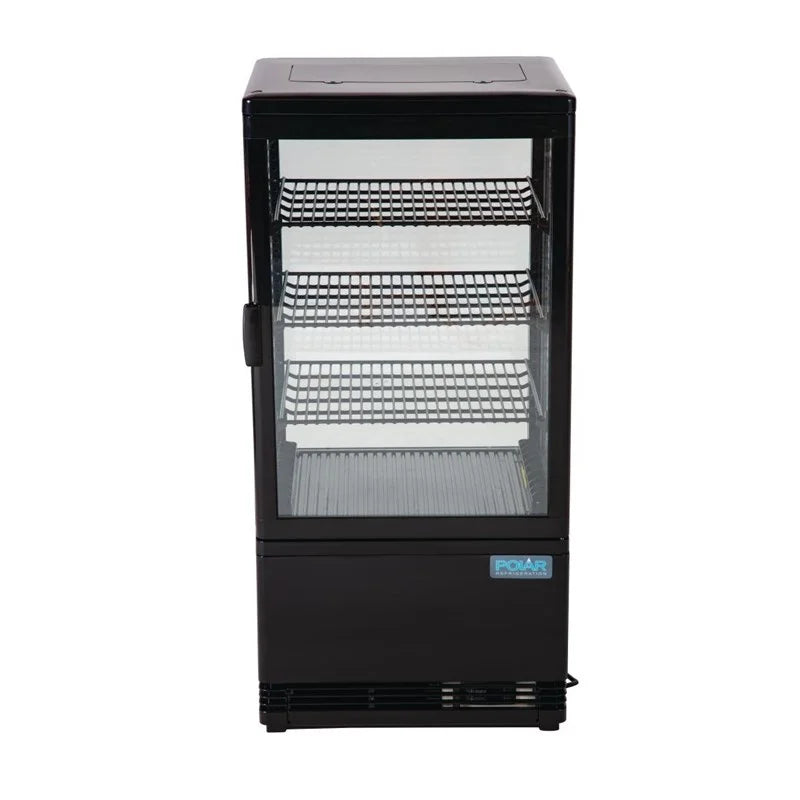 Vitrine réfrigérée de comptoir Polar Série C 68 Litres avec porte incurvée, noire