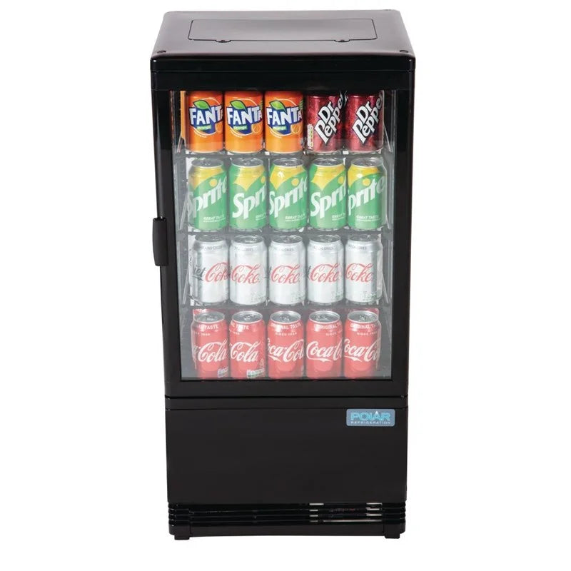 Vitrine réfrigérée de comptoir Polar Série C 68 Litres avec porte incurvée, noire
