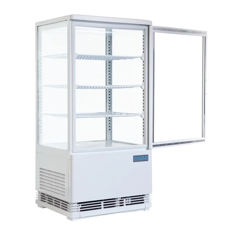 Vitrine réfrigérée de comptoir Polar série C 68 litres avec porte bombée, blanche