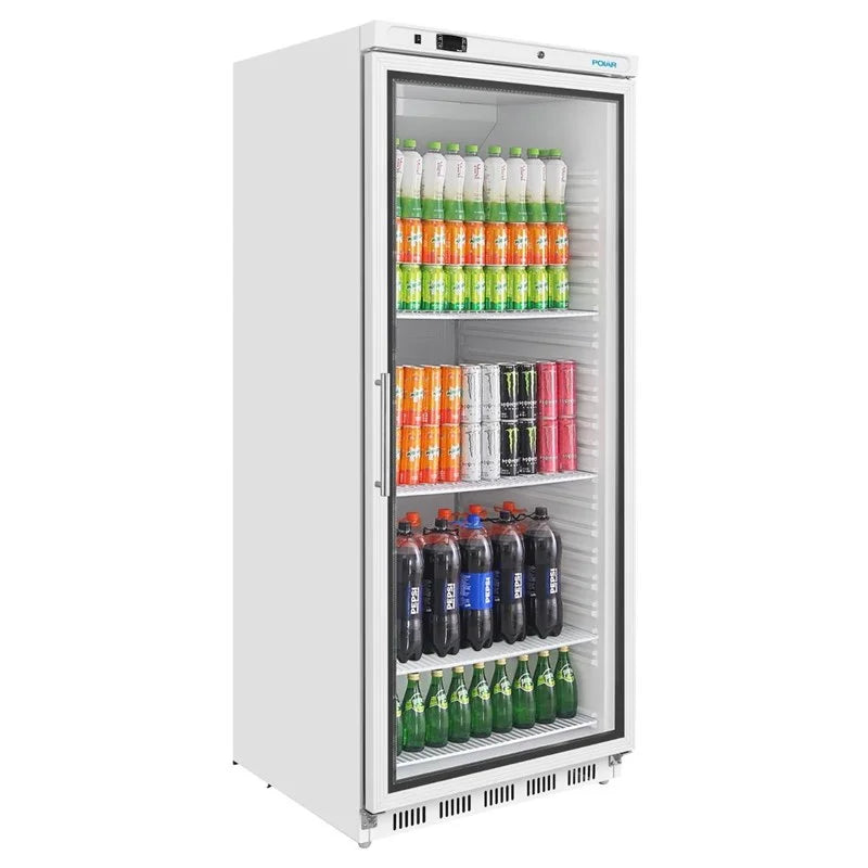 Armoire réfrigérée Polar Série C 600 Litres avec porte vitrée, blanche