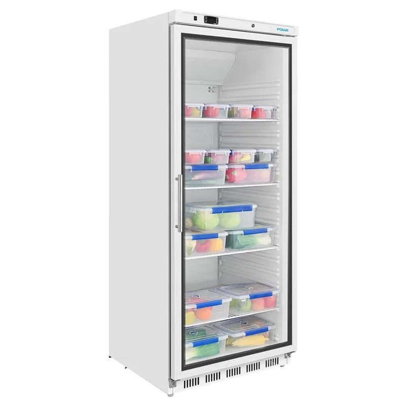 Armoire réfrigérée Polar Série C 600 Litres avec porte vitrée, blanche