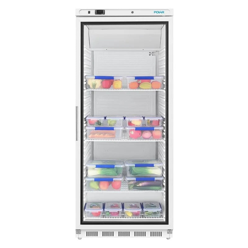 Armoire réfrigérée Polar Série C 600 Litres avec porte vitrée, blanche