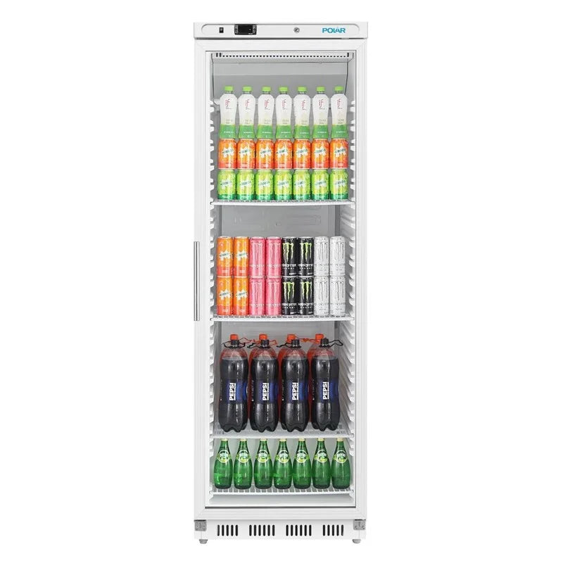 Armoire réfrigérée Polar Série C 400 Litres avec porte vitrée, blanche
