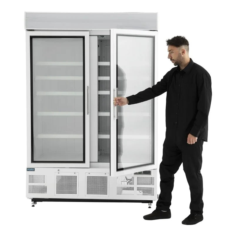 Armoire de congélation Polar Série G 920 Litres avec porte vitrée, blanc
