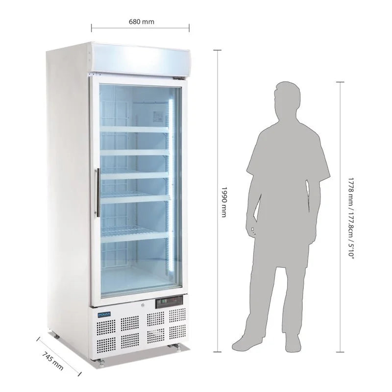 Armoire de congélation Polar série G 412 Litres avec porte vitrée, blanche
