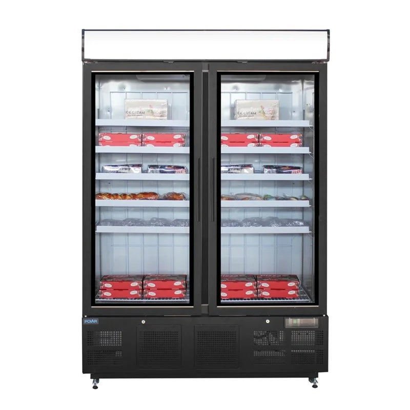 Armoire de congélation Polar Série G 920 Litres avec porte vitrée, noir