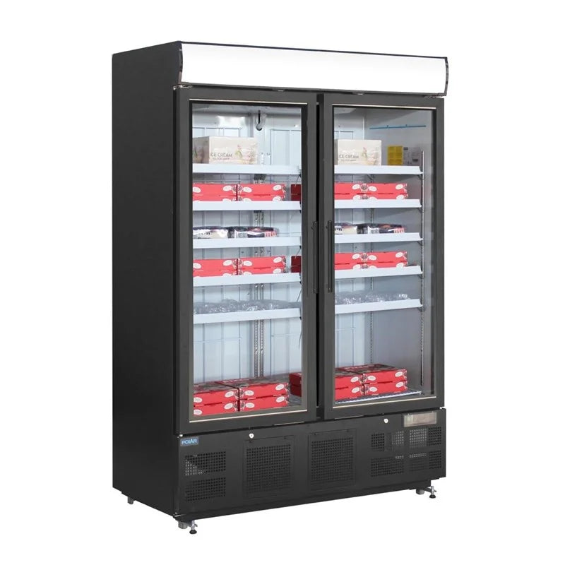 Armoire de congélation Polar Série G 920 Litres avec porte vitrée, noir