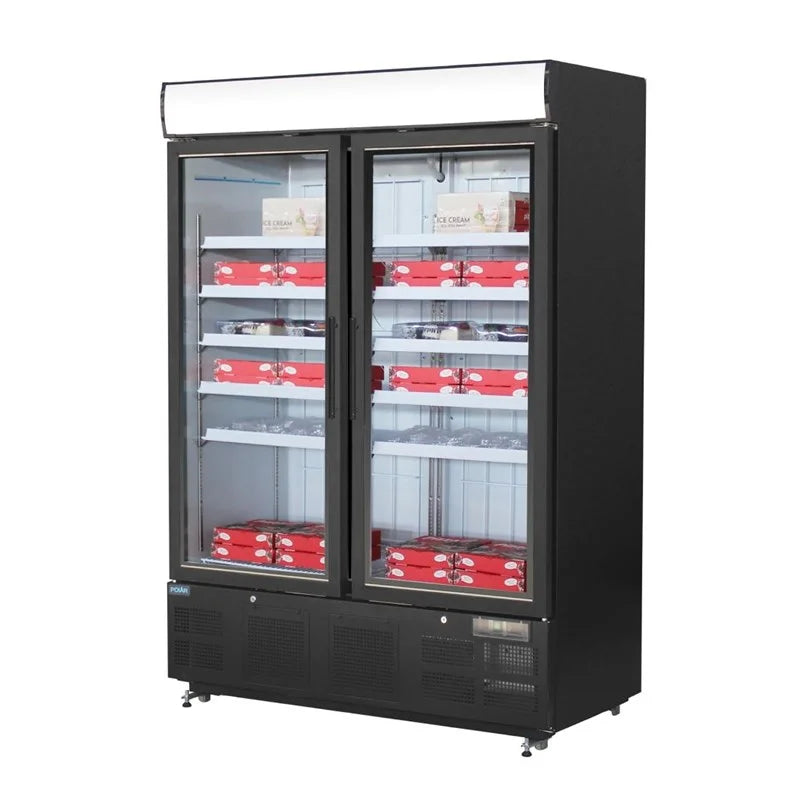 Armoire de congélation Polar Série G 920 Litres avec porte vitrée, noir