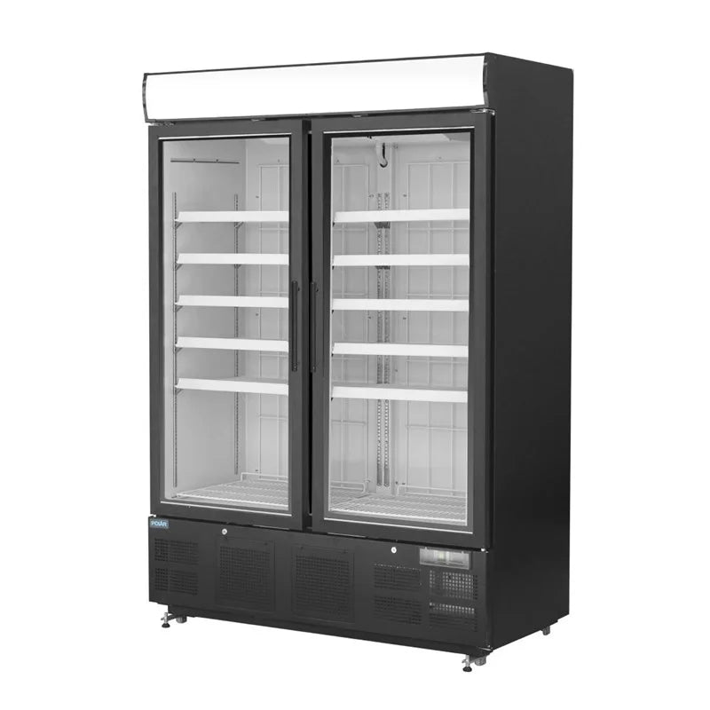 Armoire de congélation Polar Série G 920 Litres avec porte vitrée, noir