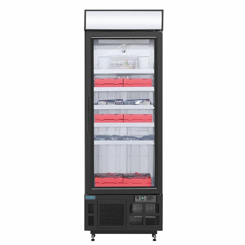 Armoire de congélation Polar Série G 412 Litres avec porte vitrée, noire
