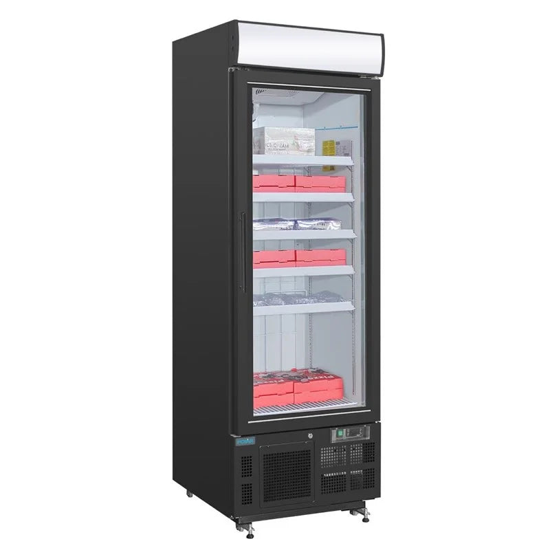 Armoire de congélation Polar Série G 412 Litres avec porte vitrée, noire