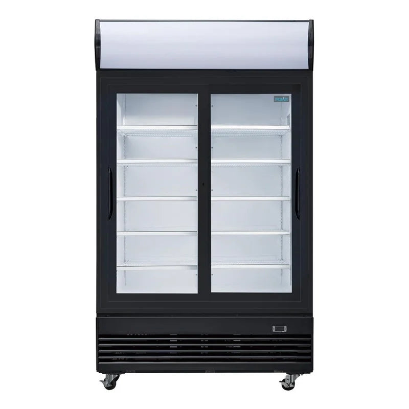 Armoire à boissons Polar Série G 950 Litres avec 2 portes coulissantes, noire