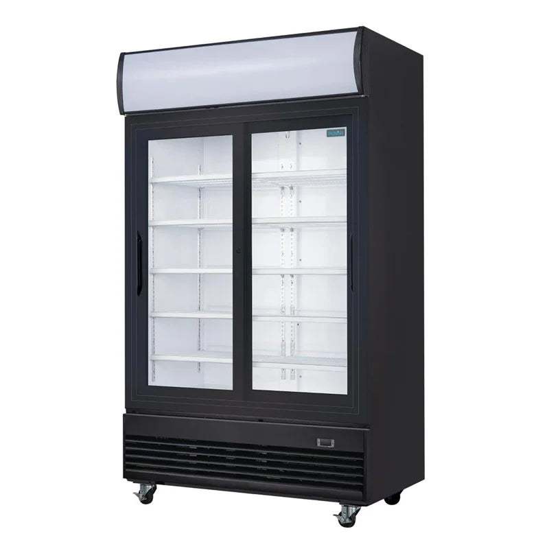 Armoire à boissons Polar Série G 950 Litres avec 2 portes coulissantes, noire