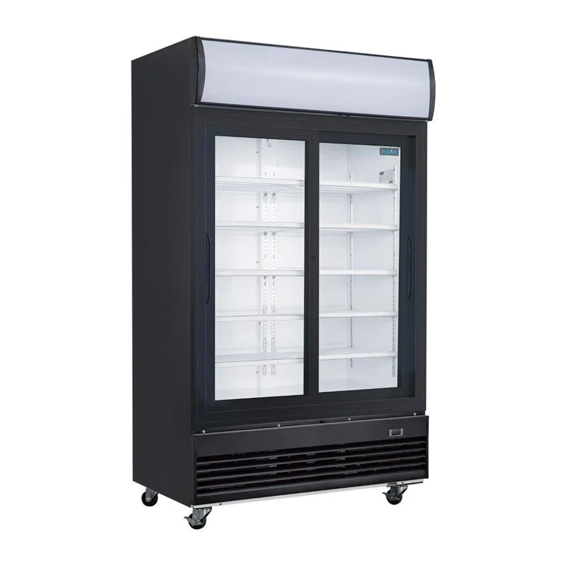 Armoire à boissons Polar Série G 950 Litres avec 2 portes coulissantes, noire
