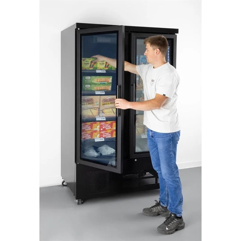 Armoire de congélation Polar Série G 744 Litres avec porte vitrée, 2 portes, noir