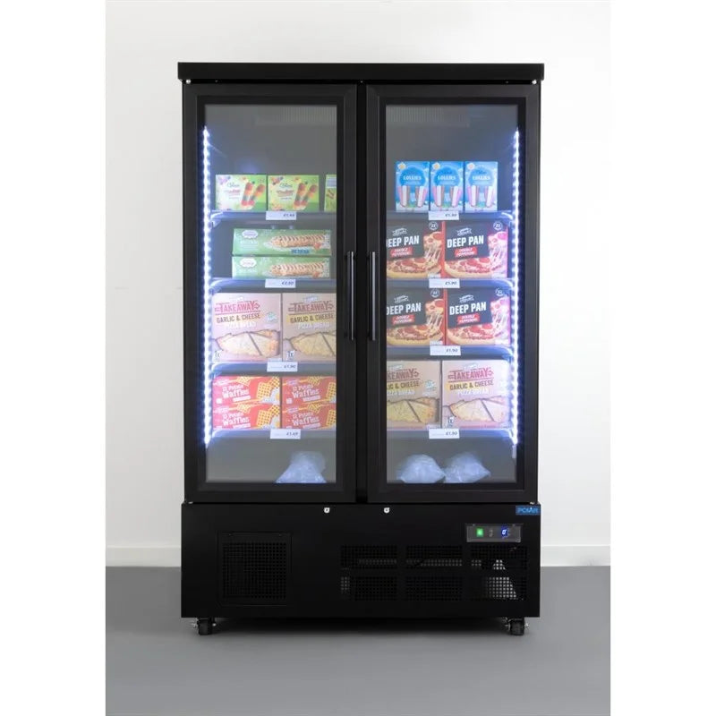 Armoire de congélation Polar Série G 744 Litres avec porte vitrée, 2 portes, noir