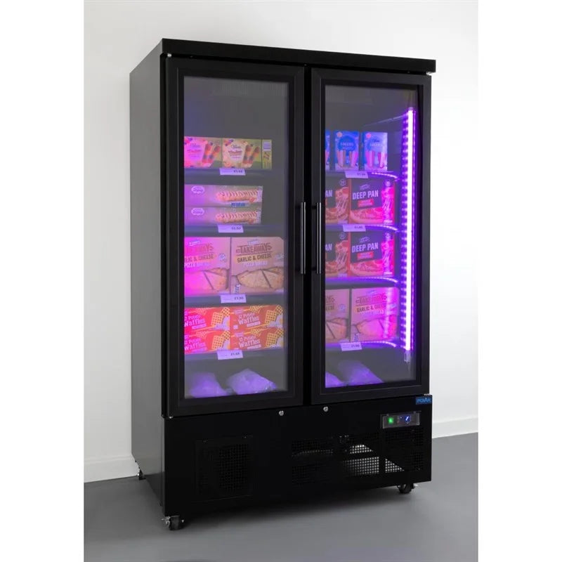 Armoire de congélation Polar Série G 744 Litres avec porte vitrée, 2 portes, noir