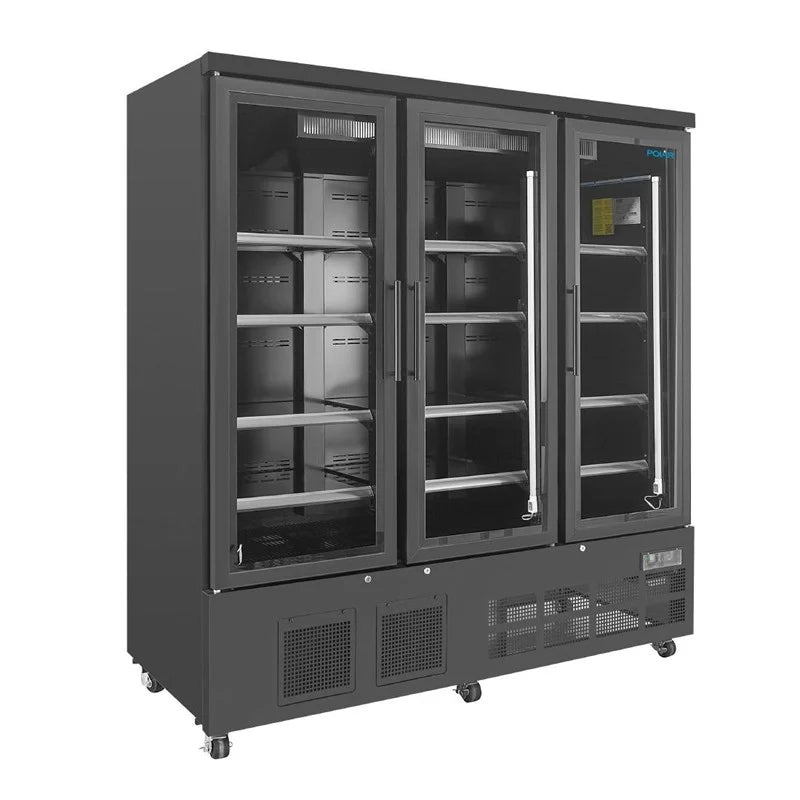 Armoire de congélation Polar Série G 1156 Litres avec porte vitrée, 3 portes, noir
