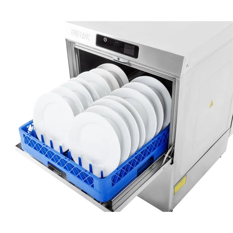Lave-vaisselle numérique Buffalo à encastrer avec pompe de vidange, panier 500 mm, 5.4 kW