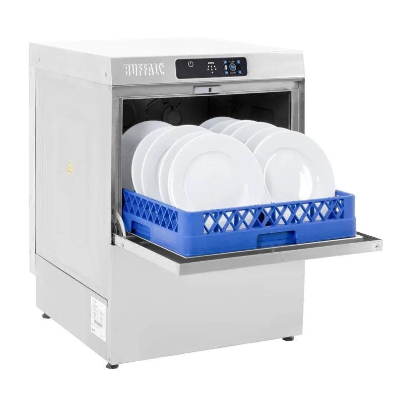 Lave-vaisselle numérique sous comptoir Buffalo avec pompe de vidange panier 500 mm 2,9 kW raccordement monophasé