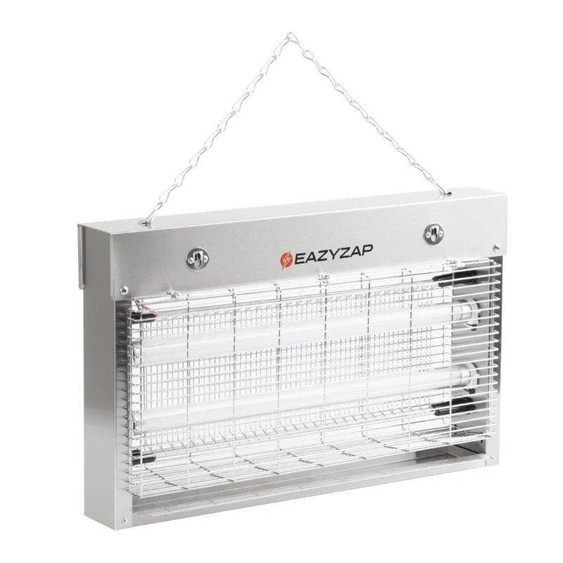 Eazyzap destructeur d’insectes LED 100 m² 14 W, acier inoxydable brossé, écoénergétique