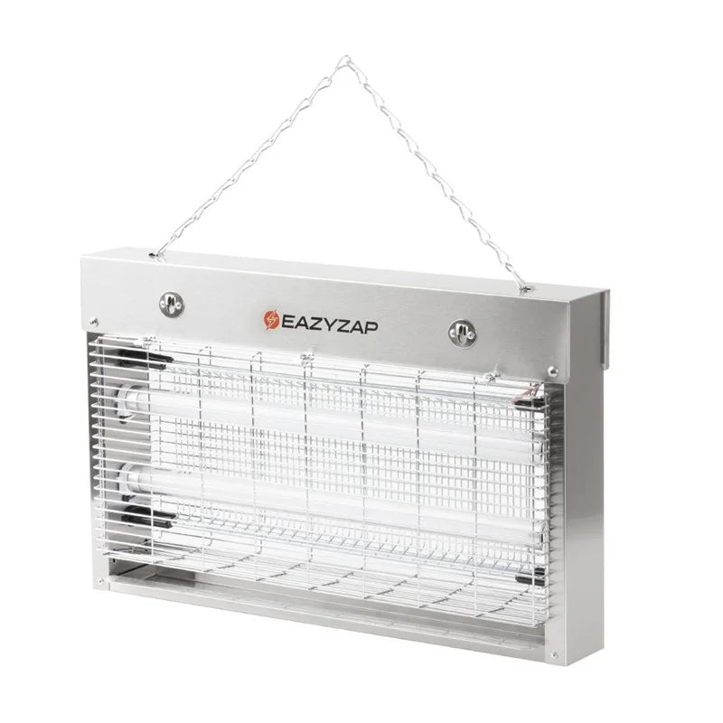 Eazyzap destructeur d’insectes LED 100 m² 14 W, acier inoxydable brossé, écoénergétique