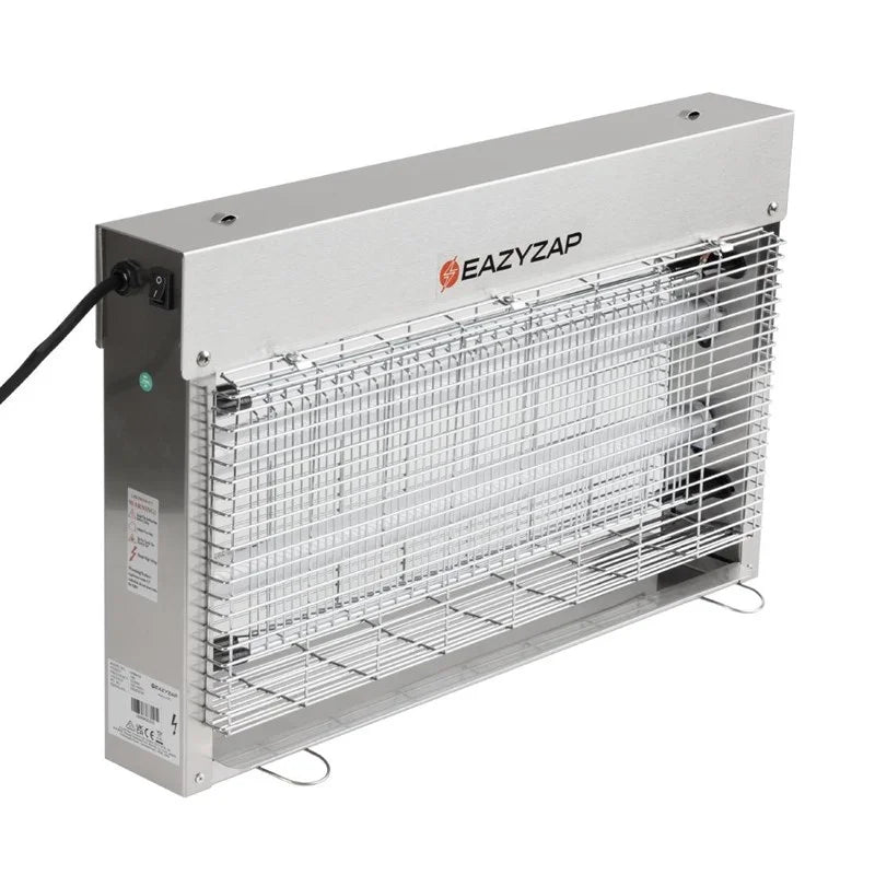 Eazyzap destructeur d’insectes LED 100 m² 14 W, acier inoxydable brossé, écoénergétique