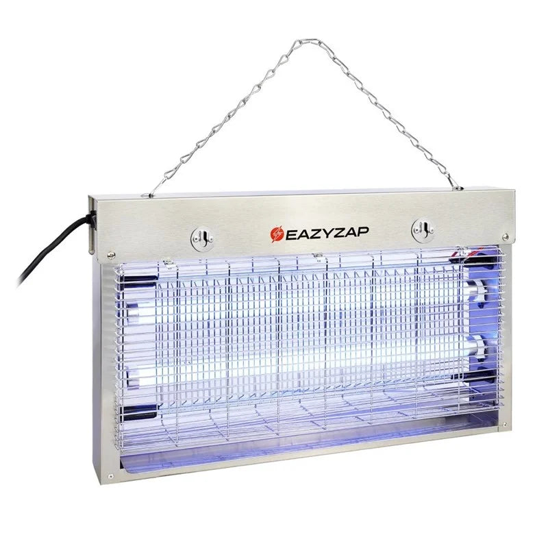 Eazyzap destructeur d’insectes LED 100 m² 14 W, acier inoxydable brossé, écoénergétique