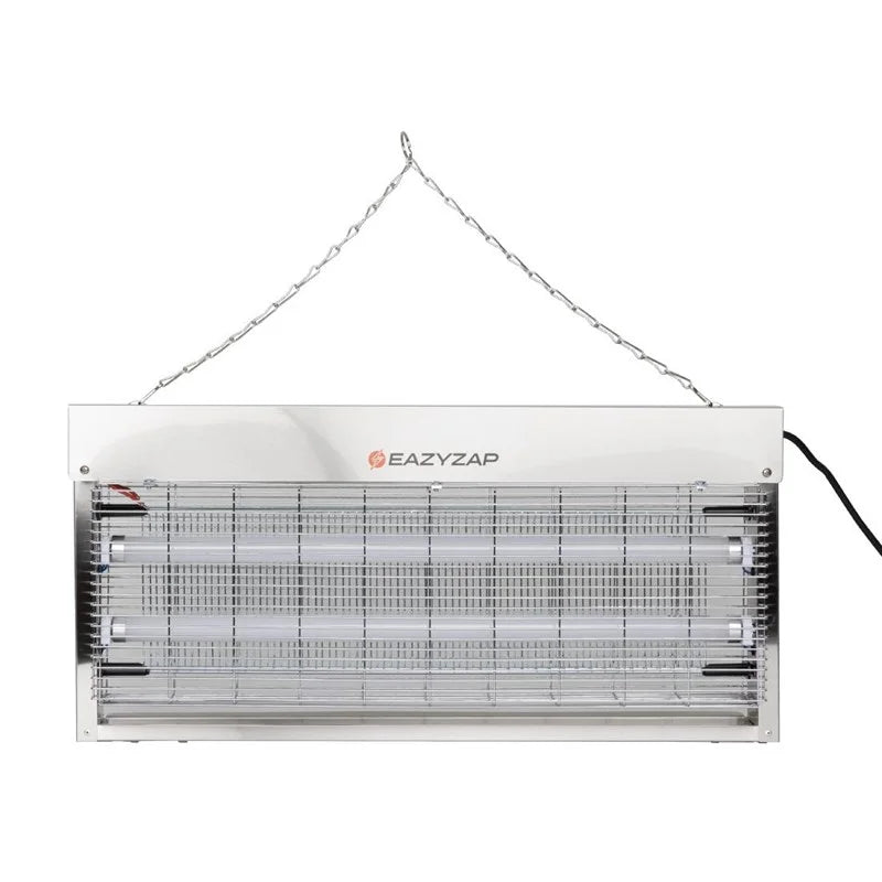 Eazyzap destructeur d’insectes LED 150 m² 20 W, acier inoxydable brossé, économe en énergie
