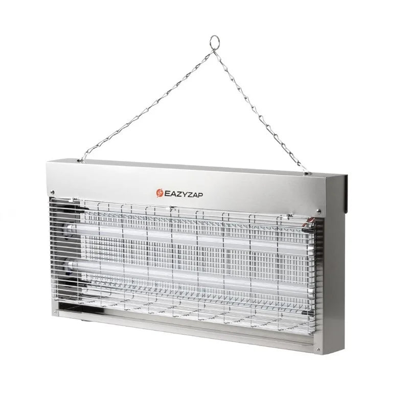 Eazyzap destructeur d’insectes LED 150 m² 20 W, acier inoxydable brossé, économe en énergie