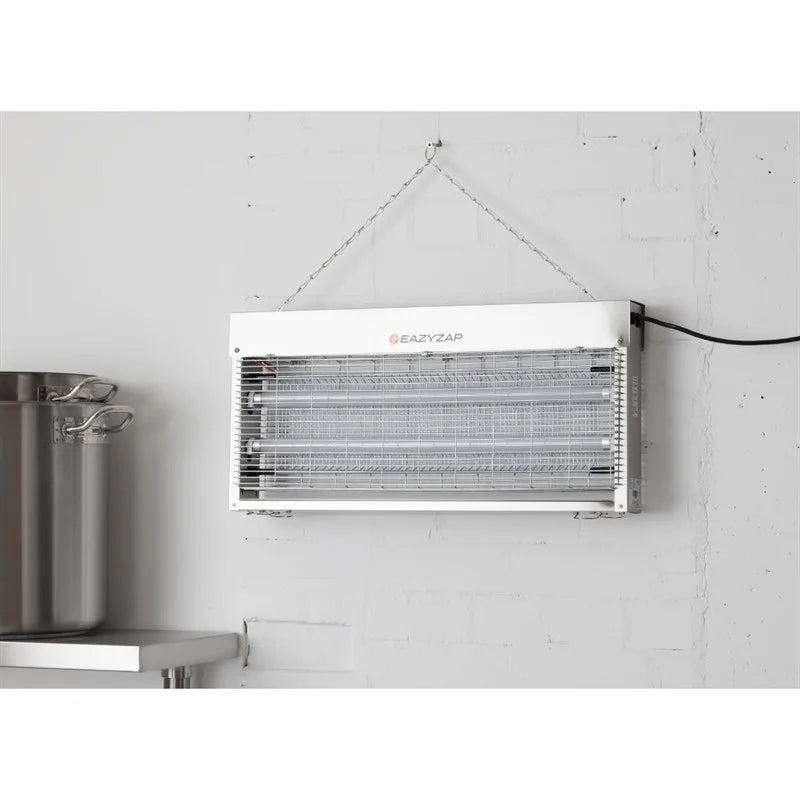 Eazyzap destructeur d’insectes LED 150 m² 20 W, acier inoxydable brossé, économe en énergie