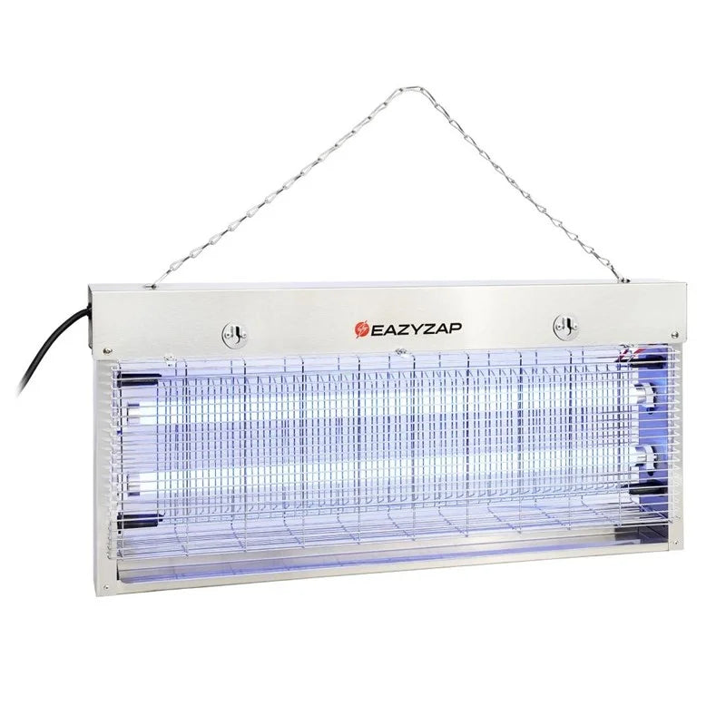 Eazyzap destructeur d’insectes LED 150 m² 20 W, acier inoxydable brossé, économe en énergie